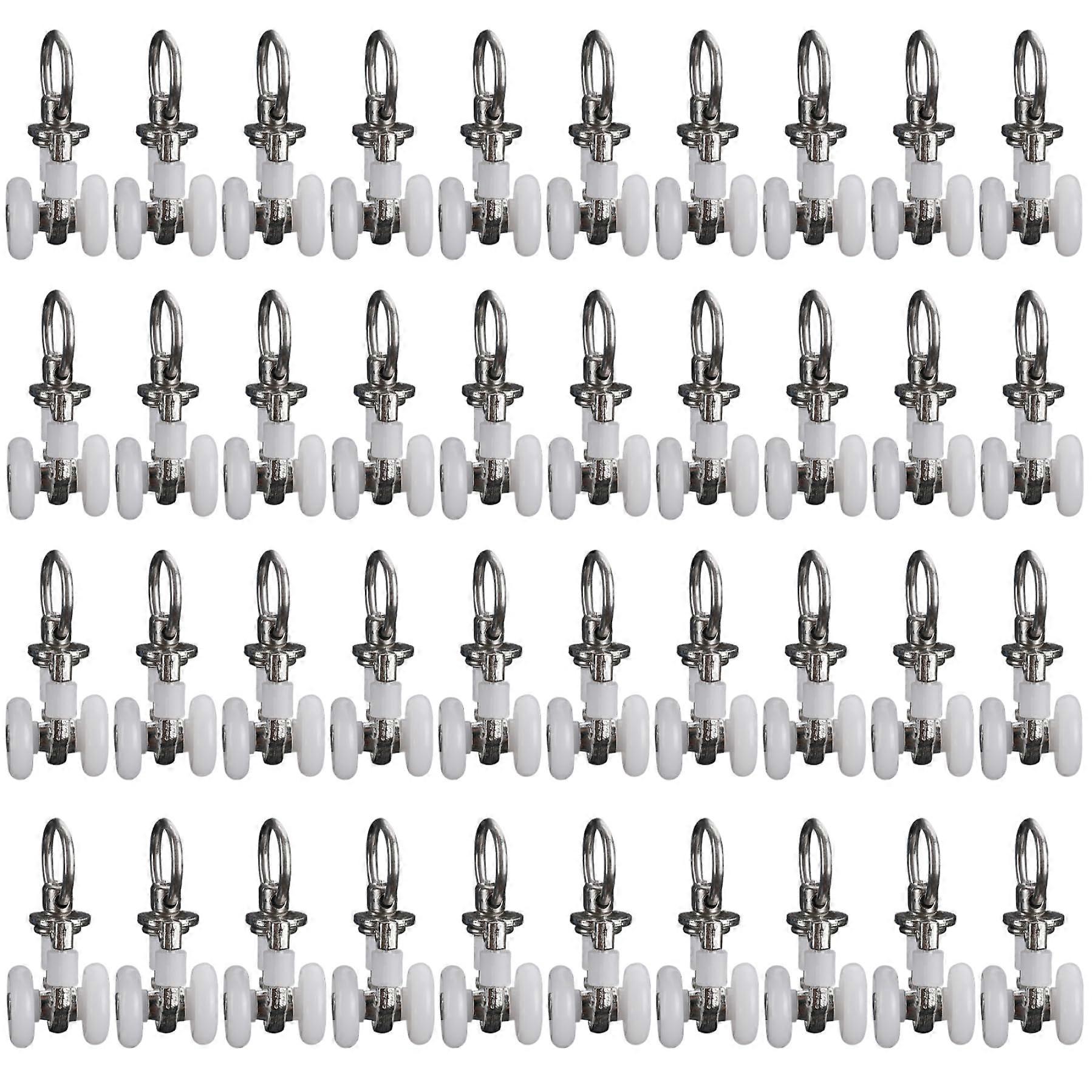 40PCS Heavy Duty Ceiling Curtain Track Rollers and Hooks, Smooth Silent Gliders for Shower Curtains