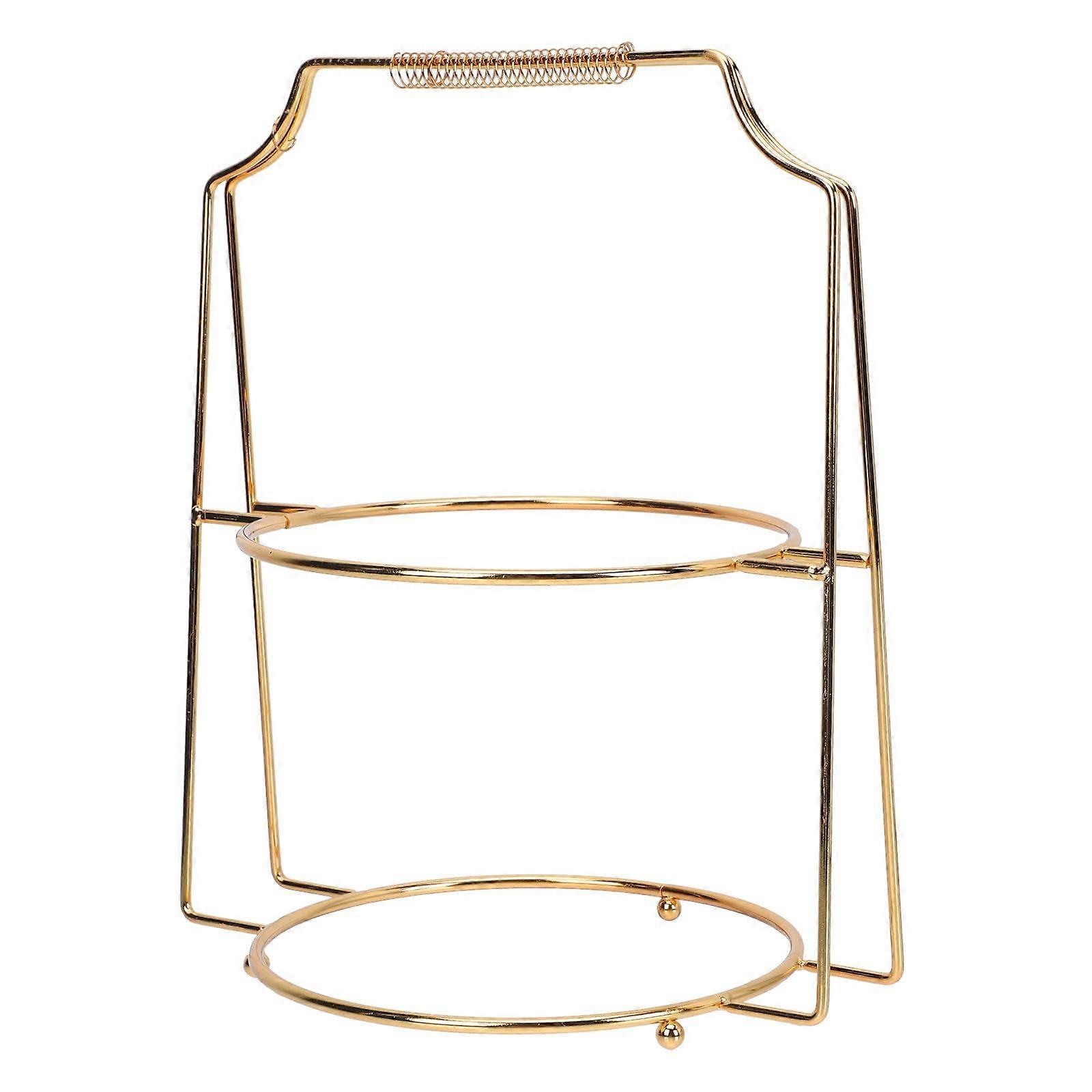 Two Tier Cake Stand with 8 Inch Iron Plates for Dessert and Fruit Display at Parties and Weddings