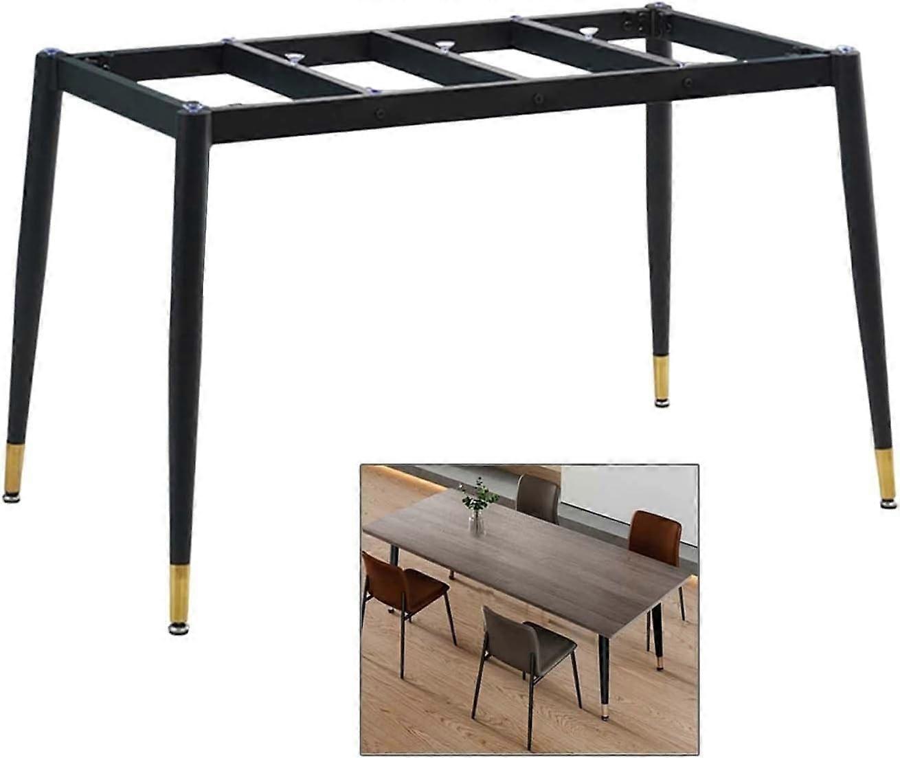 Black Gold Metal Table Legs with Triangular Support and Adjustable Pads, L58'xW26'xH28'