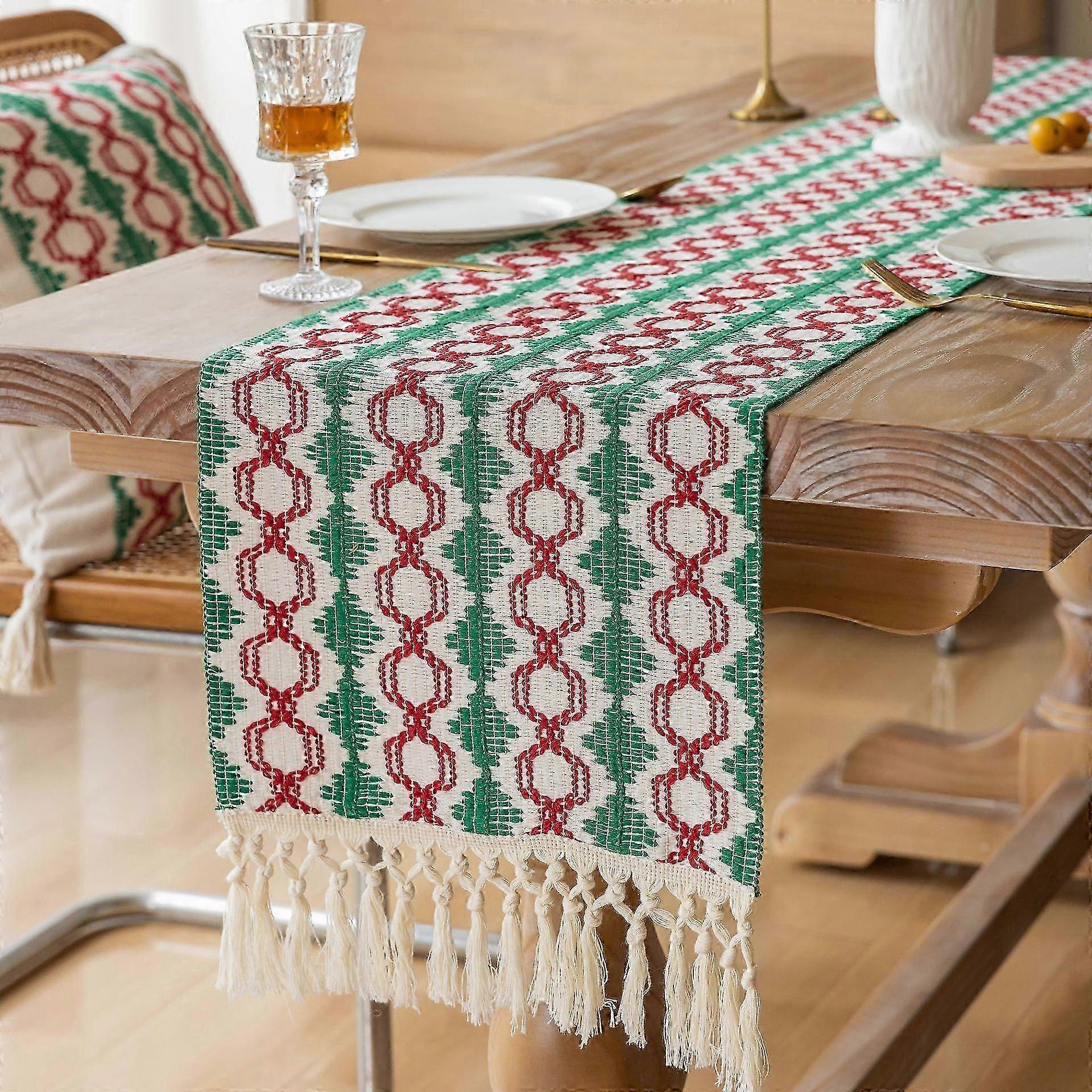 Christmas Towel Embroidery Table Runner Simple Dining Table Cloth B&B Tablecloth