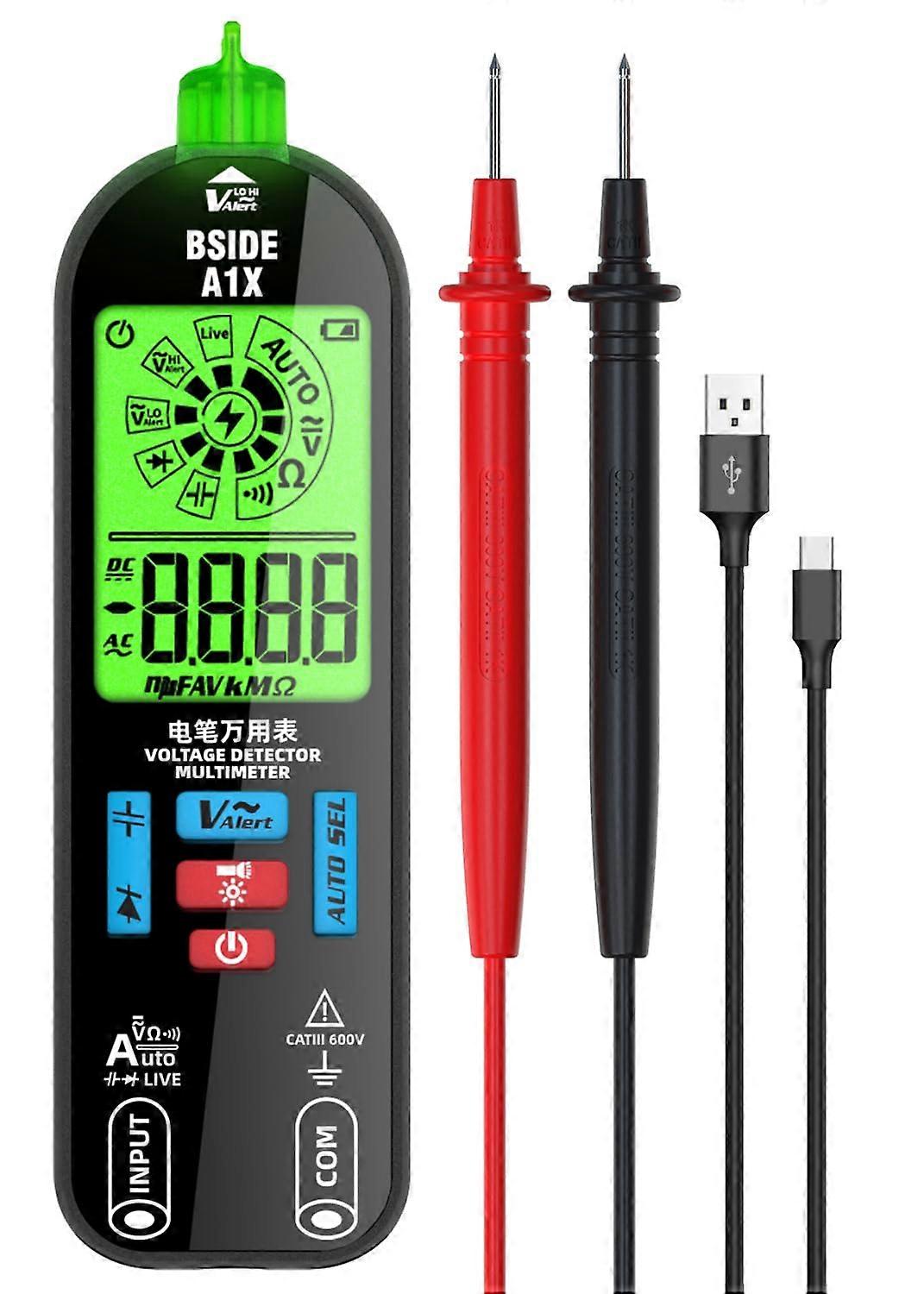 A1X Smart Digital Multimeter with Auto Detection, Backlit Display, Rechargeable for AC DC Voltage
