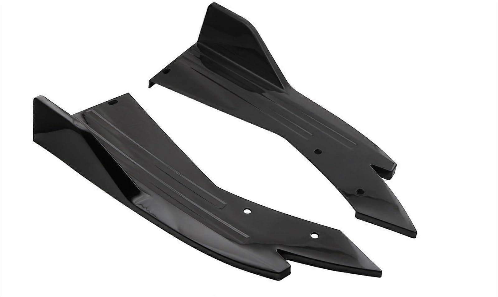 Car Side Skirts Black Extensions with Rear Bumper Lip Winglets Universal Rocker Panel Splitters
