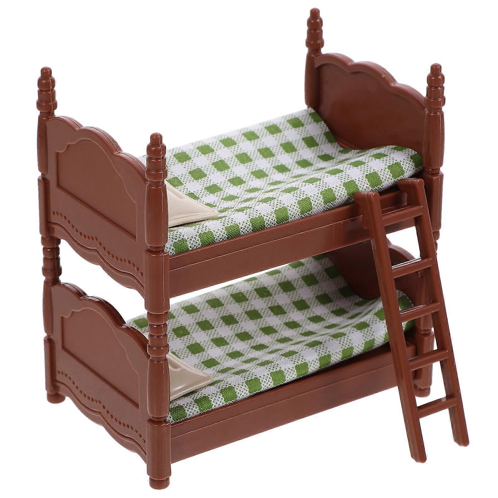Miniature Bunk Bed Doll House Decor for Decoration Durable Plastic Model