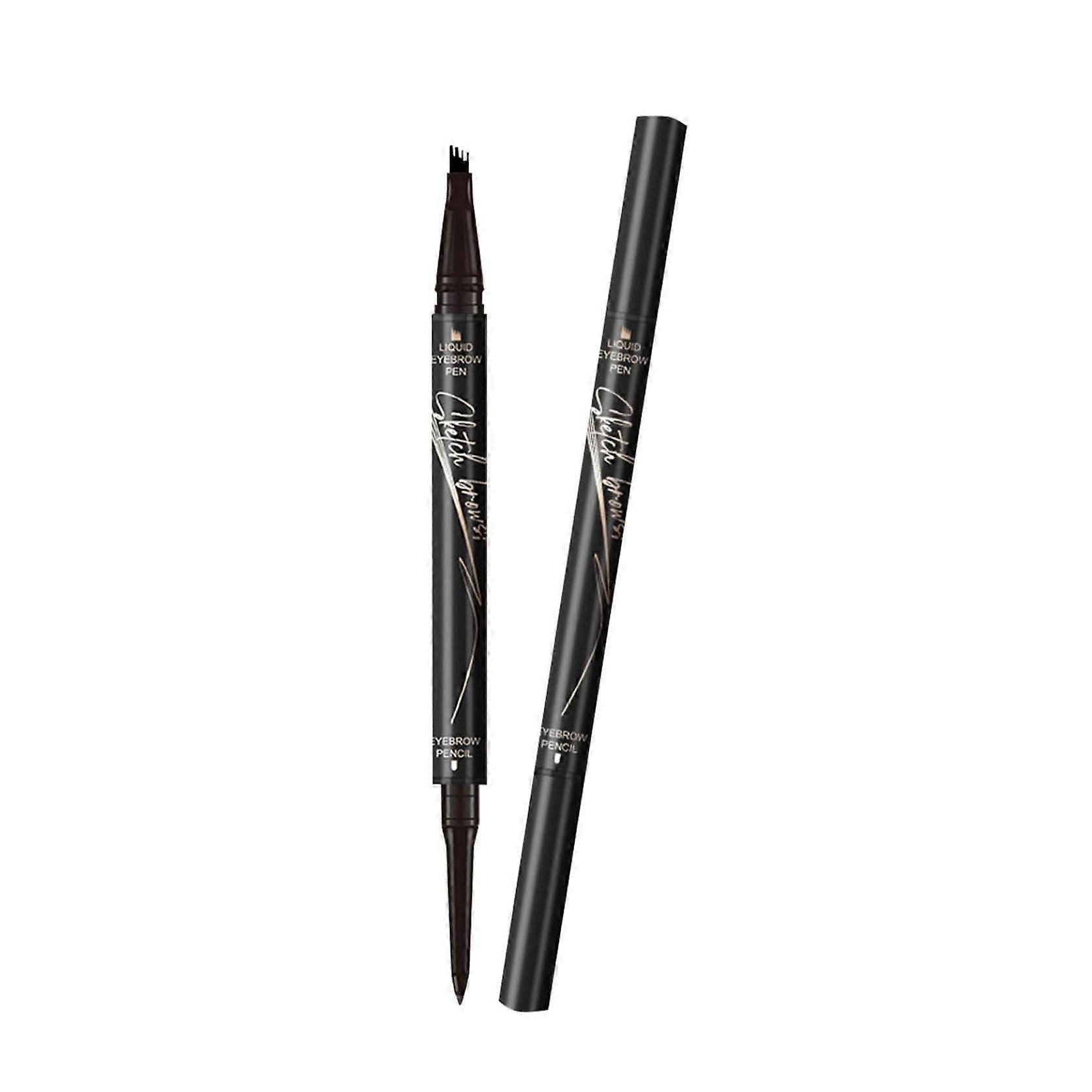 2 in 1 Waterproof Microblading Eyebrow Pencil with MicroFork Tip for Natural Brow Shaping Black