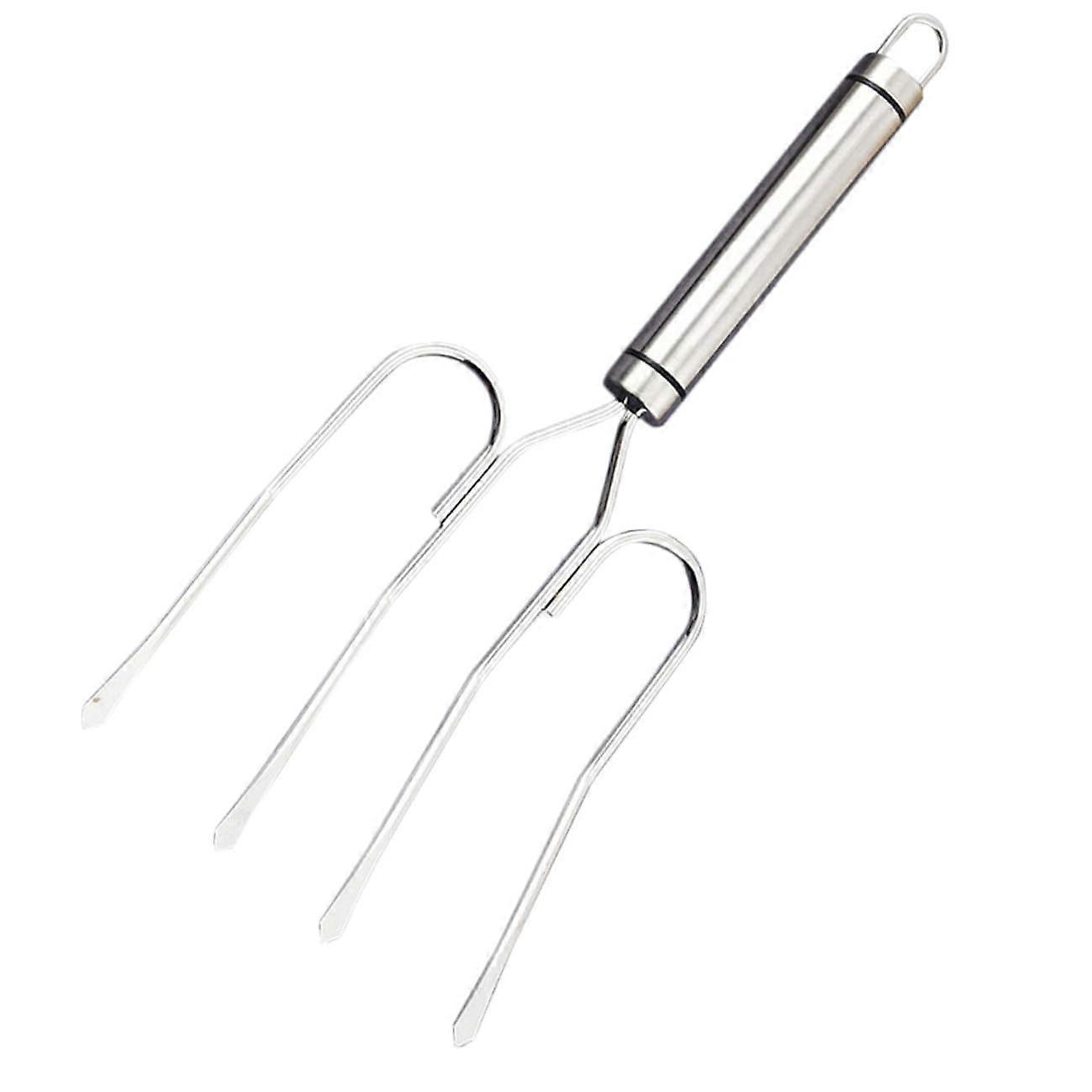 Stainless Steel Turkey Lifting Fork with Long Handle, Temp Resistant BBQ Meat Lifter Tool
