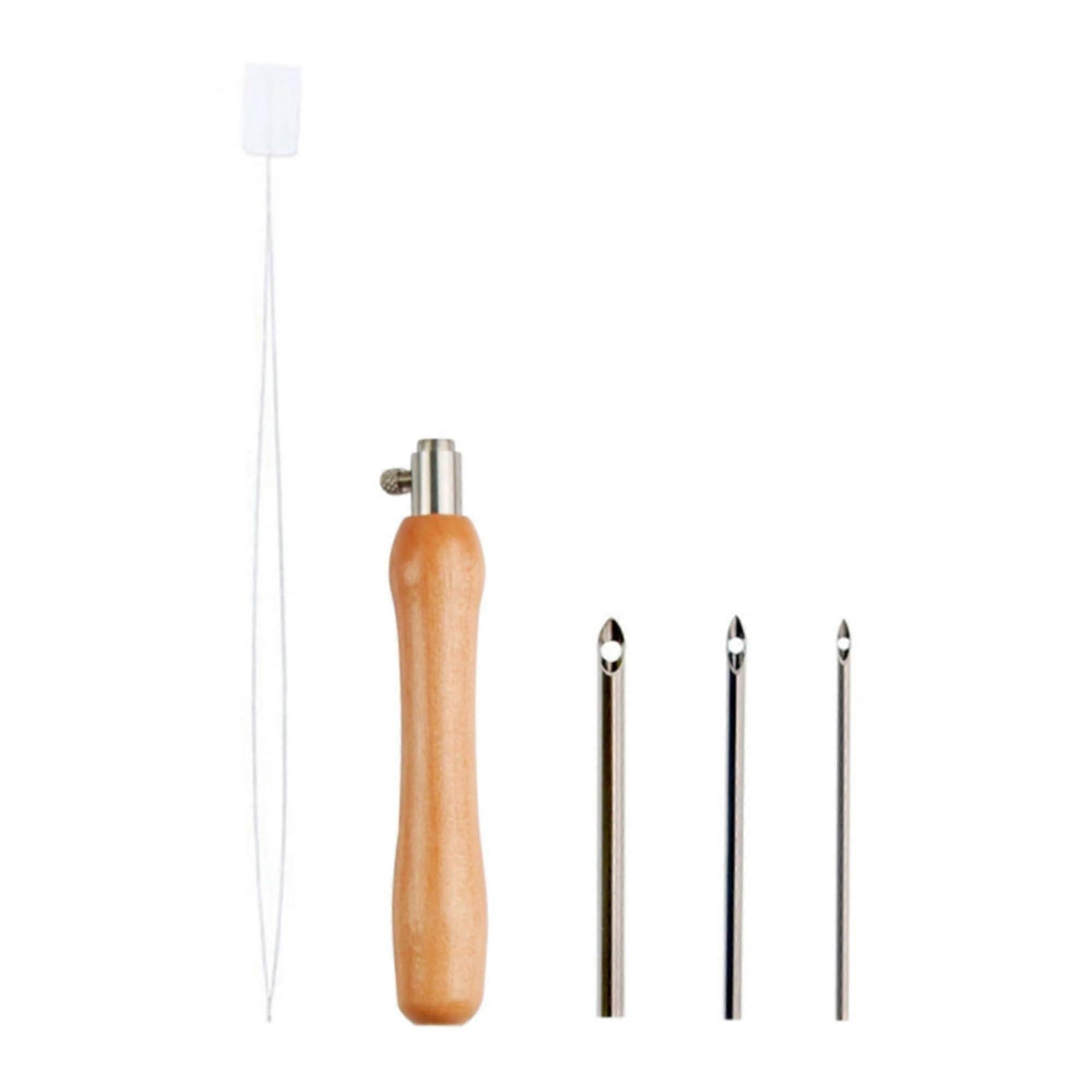 Punch Needle Kit for Beginners with Adjustable Wooden Handle, Complete Embroidery Rug Hooking Set