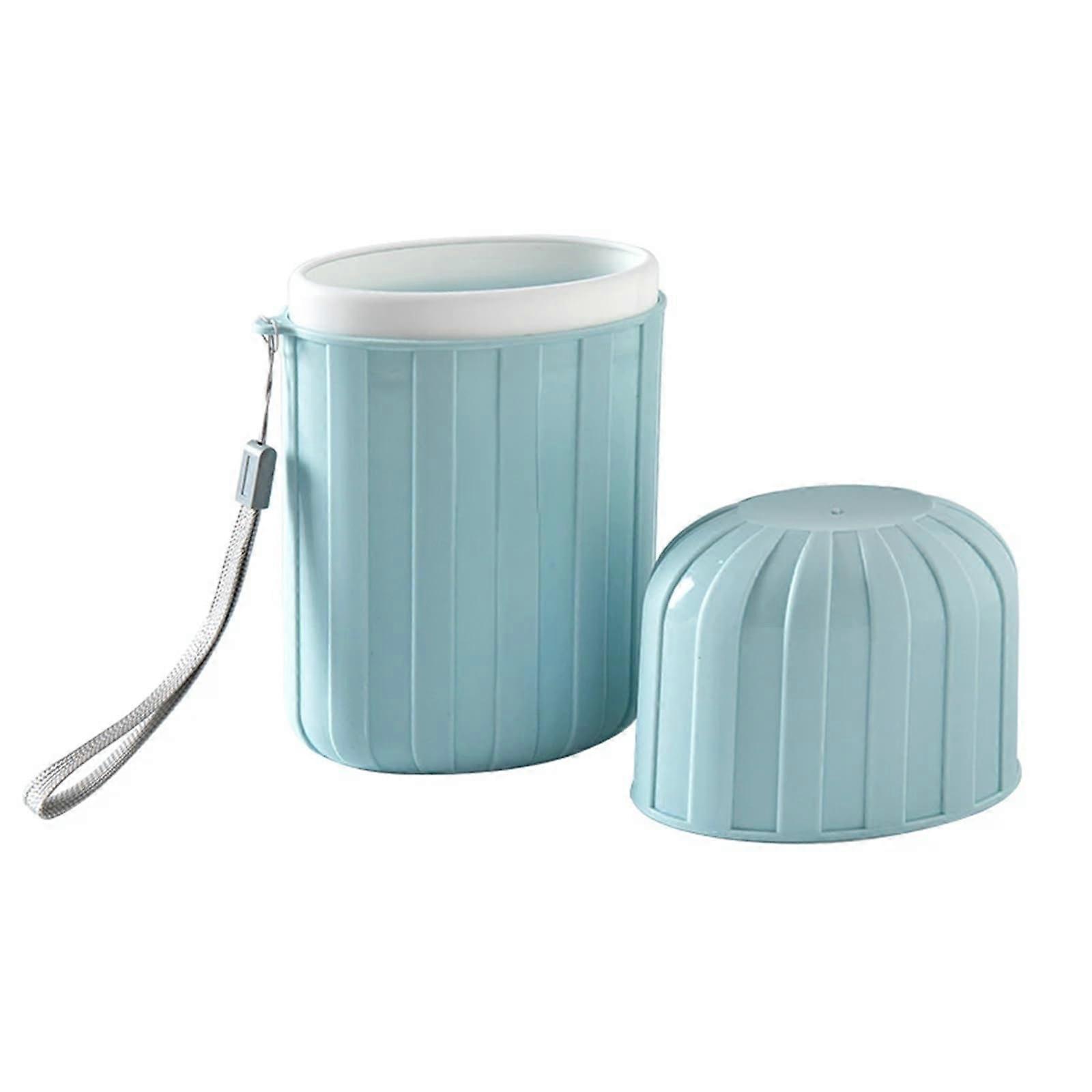 Travel Toothbrush Cup with Lid, Dual Function Holder, Compact Dustproof Storage, Blue Flower