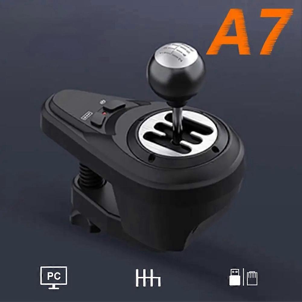 Driving Shifter: 6+1 H-Pattern, 2 Button Push-Down Reverse Gear, Plug-Play for PC & Multi-Device Racing Steering Wheels