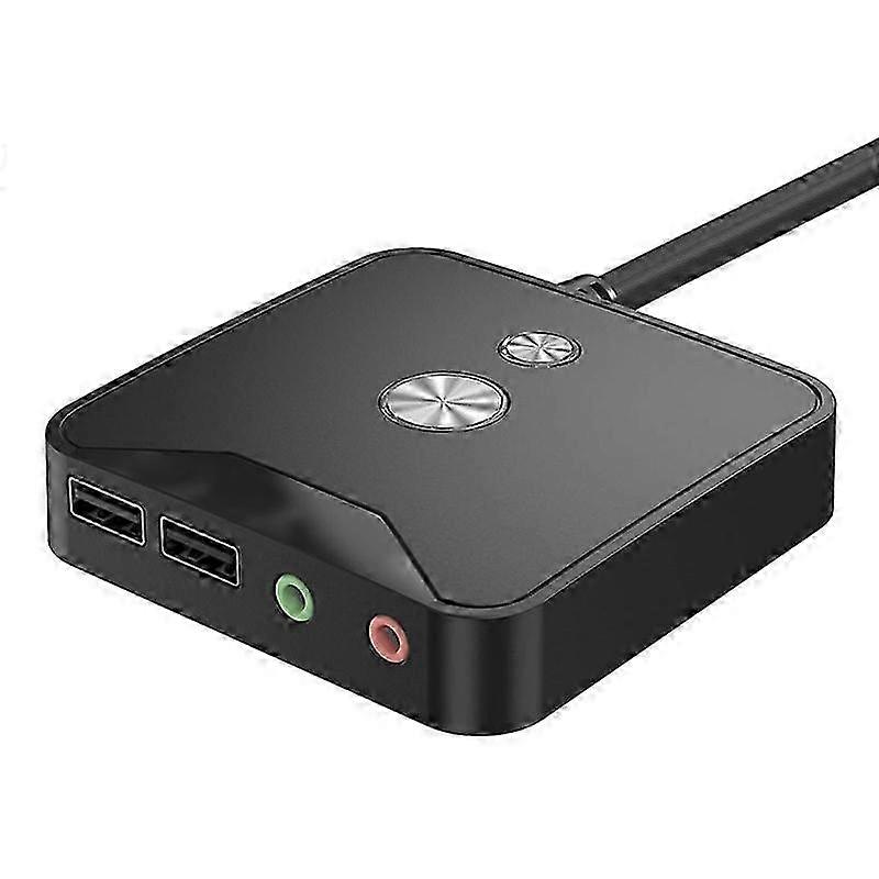 Dual USB Audio Power Switch Box with On/Off Reset Button for Desktop Computers