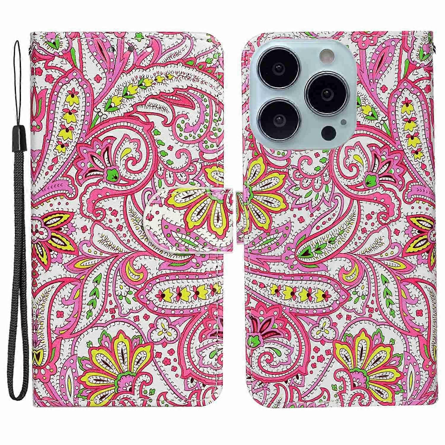 For iPhone 14 Pro Max 6.7 inch PU Leather Pattern Embossed Case Wallet Foldable Stand Folio Flip Pho