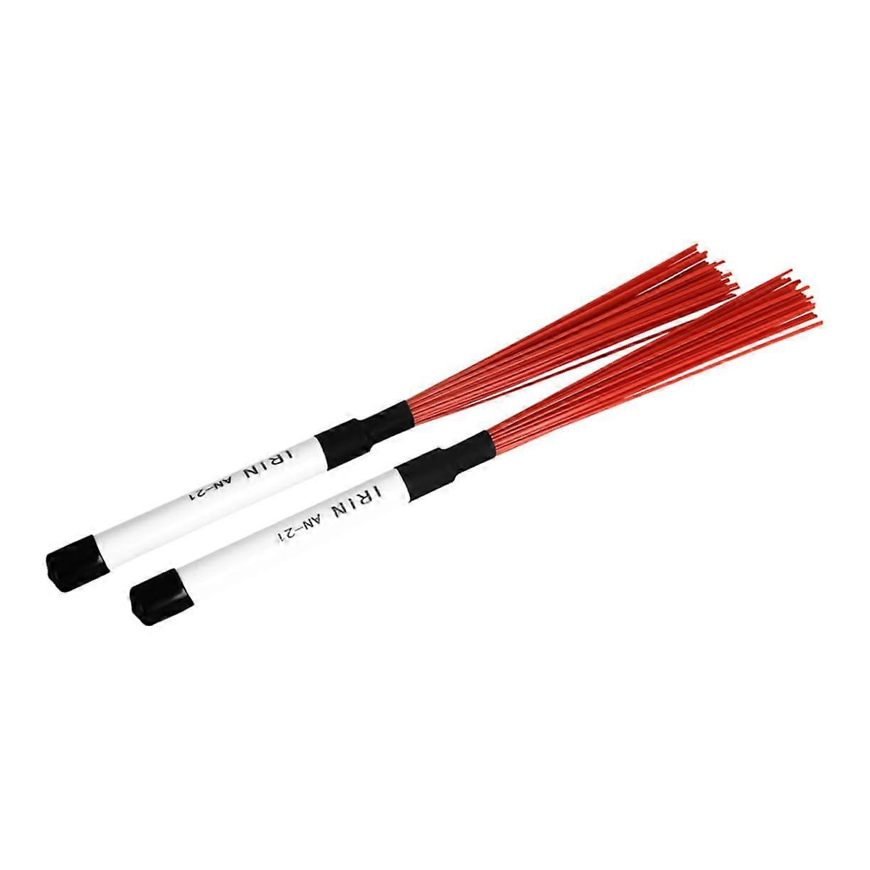 Drum Brushes with Nylon Handle for Jazz Percussion, Compact Slim Profile, Bright Red, Lightweight