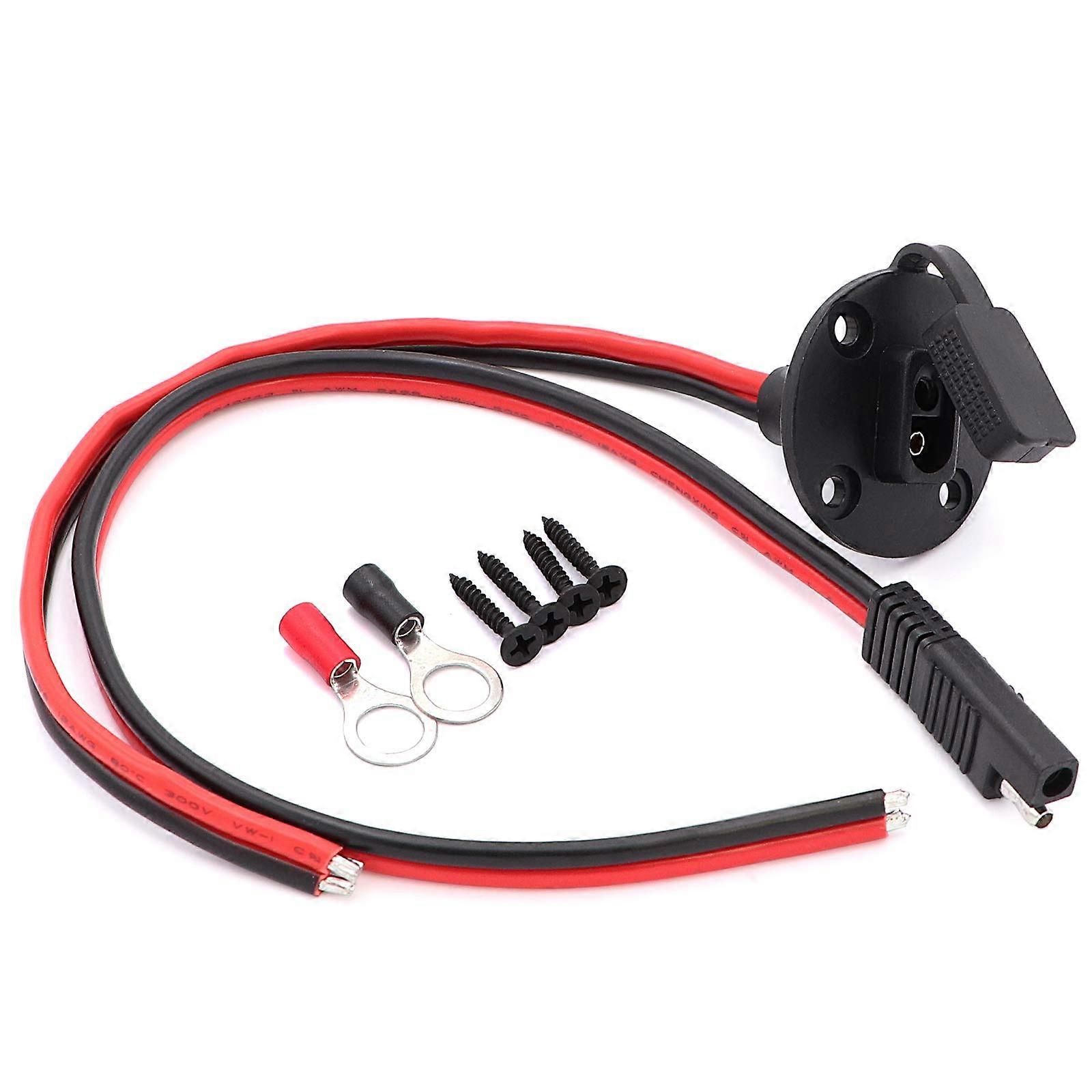 10AWG SAE Power Socket Sidewall Port with Weatherproof Panel Mount and 1.3ft Connector Cable