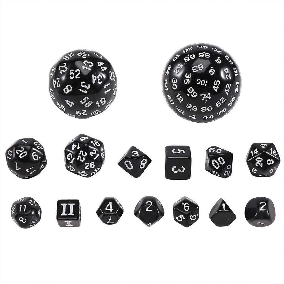 15Pieces Complete Polyhedral DND Dice Set D3-D100 Spherical 