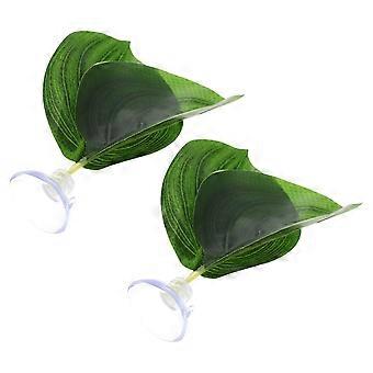 Dekorative Aquarienpflanzen, 2 Stück, künstliche Reptilien-Kunststoffpflanzen, grün
