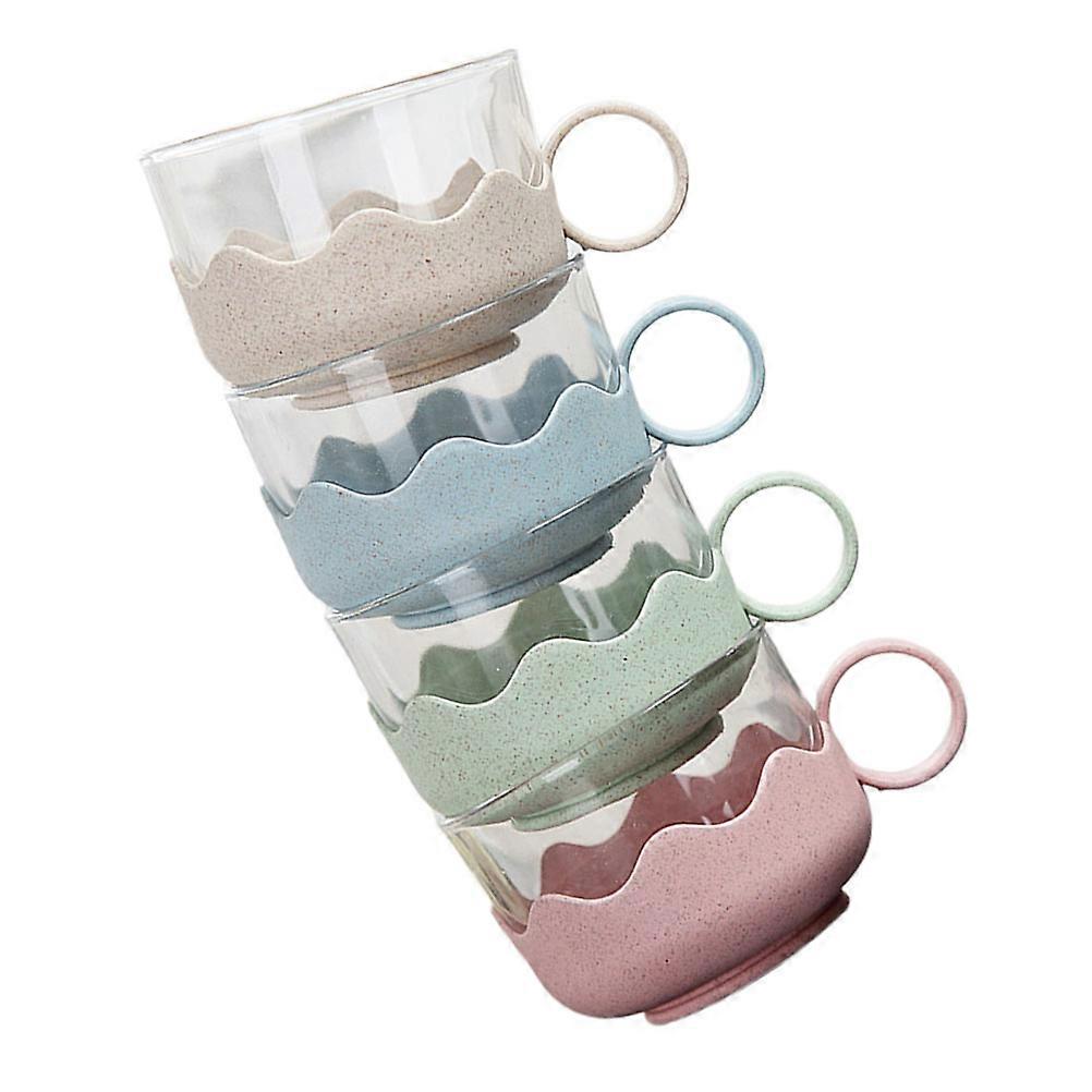 Assorted Color Glass Cups for Drinking 4Pcs Thickened Milk Drinking Cups