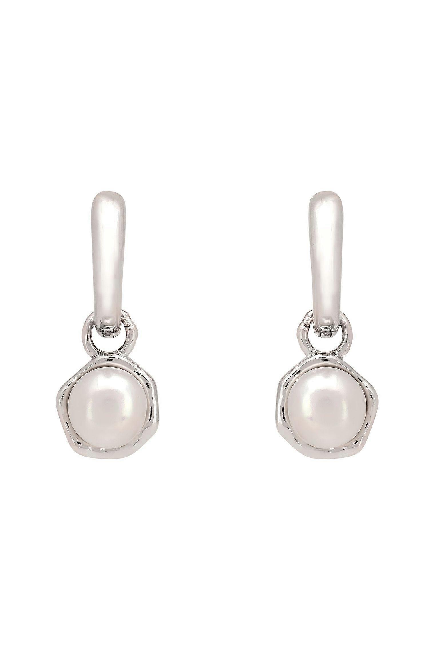 Rococo Pearl Hoop Earrings Silver