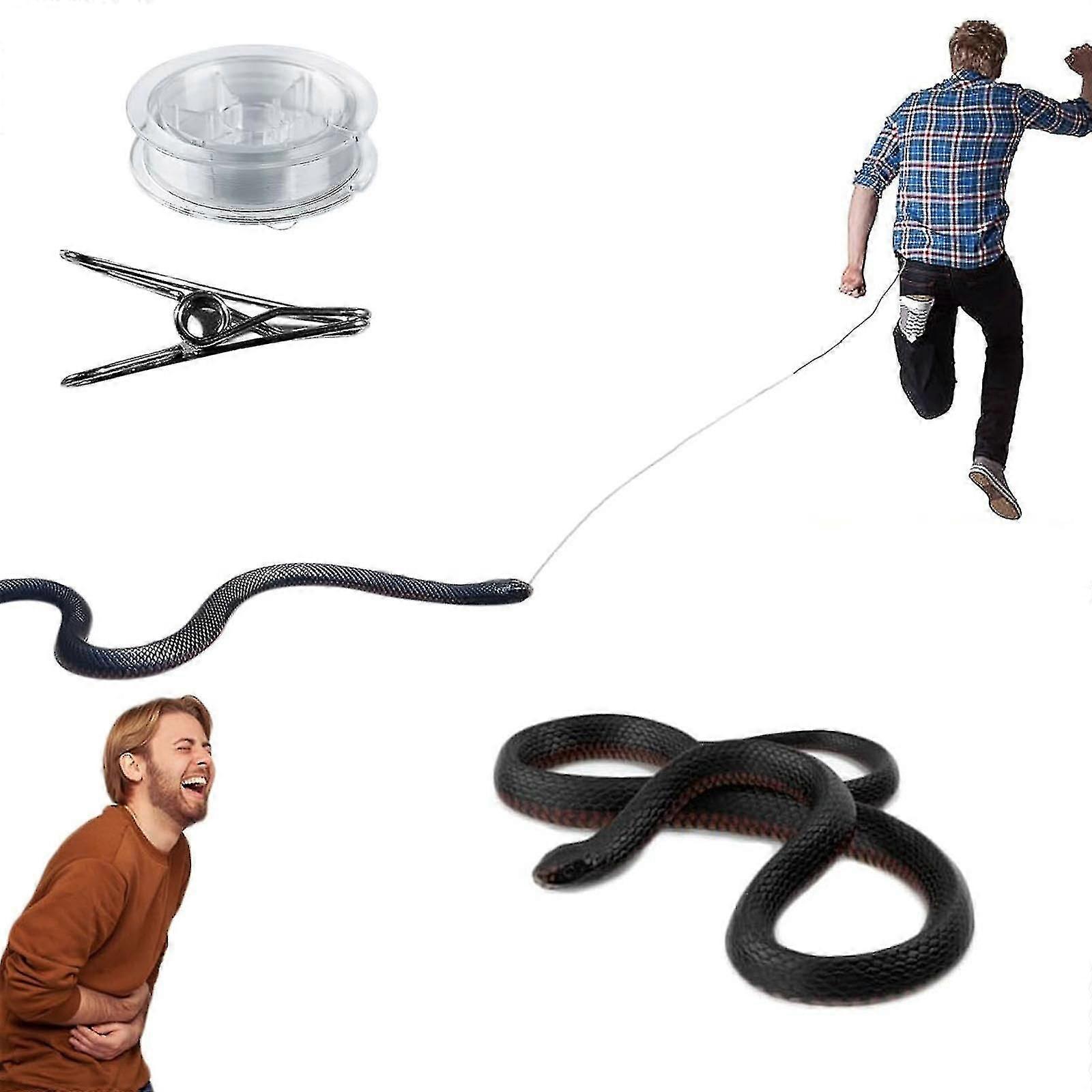 120cm Snake Prank Toy with String Clip for Practical Jokes