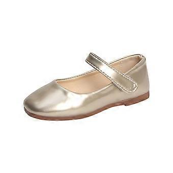 Flickor Glitter Prinsessa Finskor Rosett Bröllopsfest Blomma Brudtärnor Mary Jane Ballerinaskor för Barn Småbarn Guld 3-6 Månader