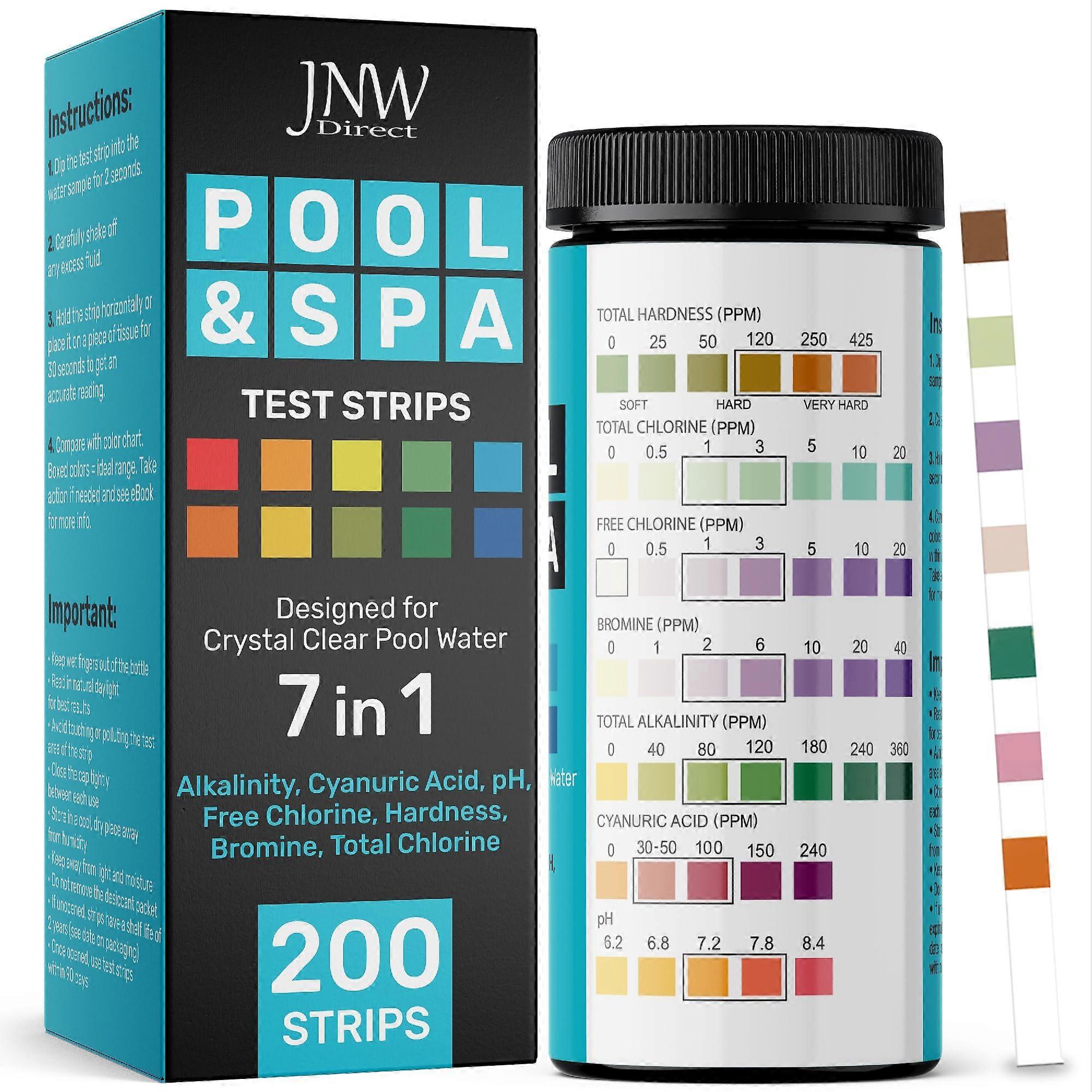 7in1 Pool Test Strips 200 Count, Quick Accurate Swimming Pool and Spa Water Testing Kit