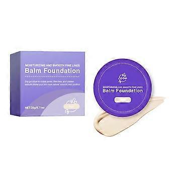 Foundation 20g Elfenbensvit (Lila med Puff) 20g Ny Foundation Cream Lätt Återfuktande Nude Makeup Långvarig Vattenfast Oljekontroll Concealer