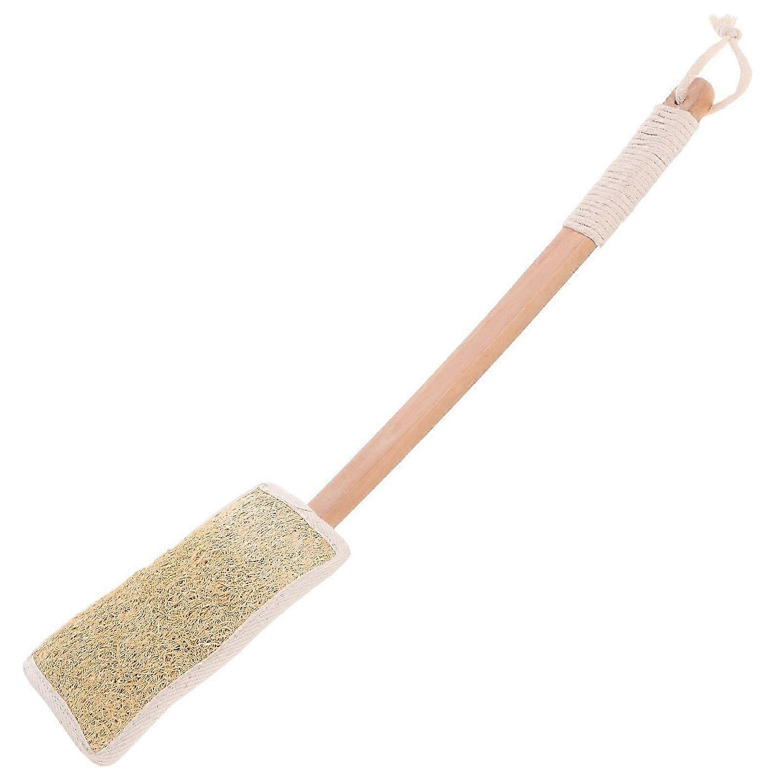 Brosse de bain 2026 avec long manche en bois pour exfolier et masser le dos, en luffa beige, 1 pièce