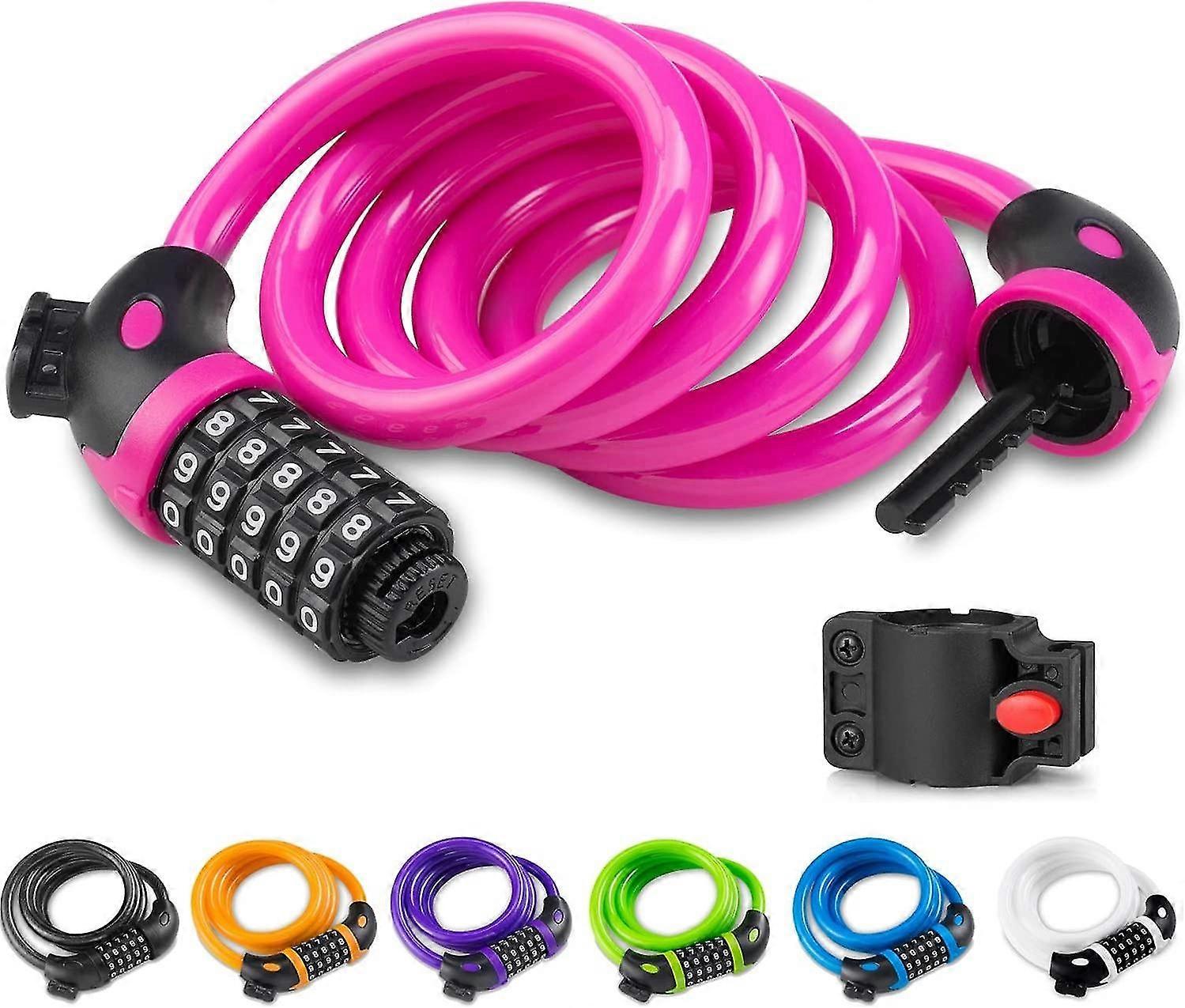Bike Lock with 5-Digit Code, 1.2M/4ft Bicycle Lock Combination Cable Lock Lightweight & Security Bik