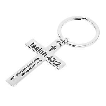 Cross Keychain Stainless Steel Pendant for Storage Use Stylish Engraved Gift for Friends