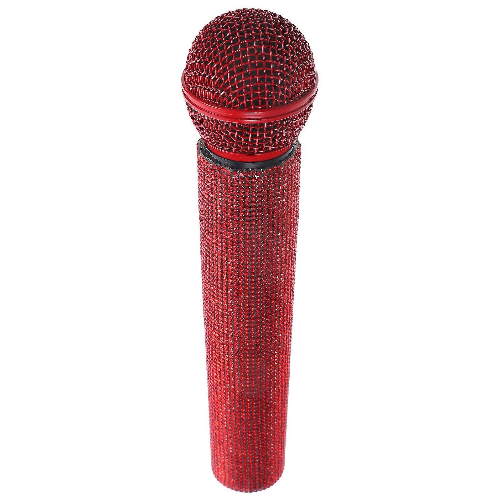 Fake Microphone Prop Simulation Microphone for Stage Performance Alloy Red