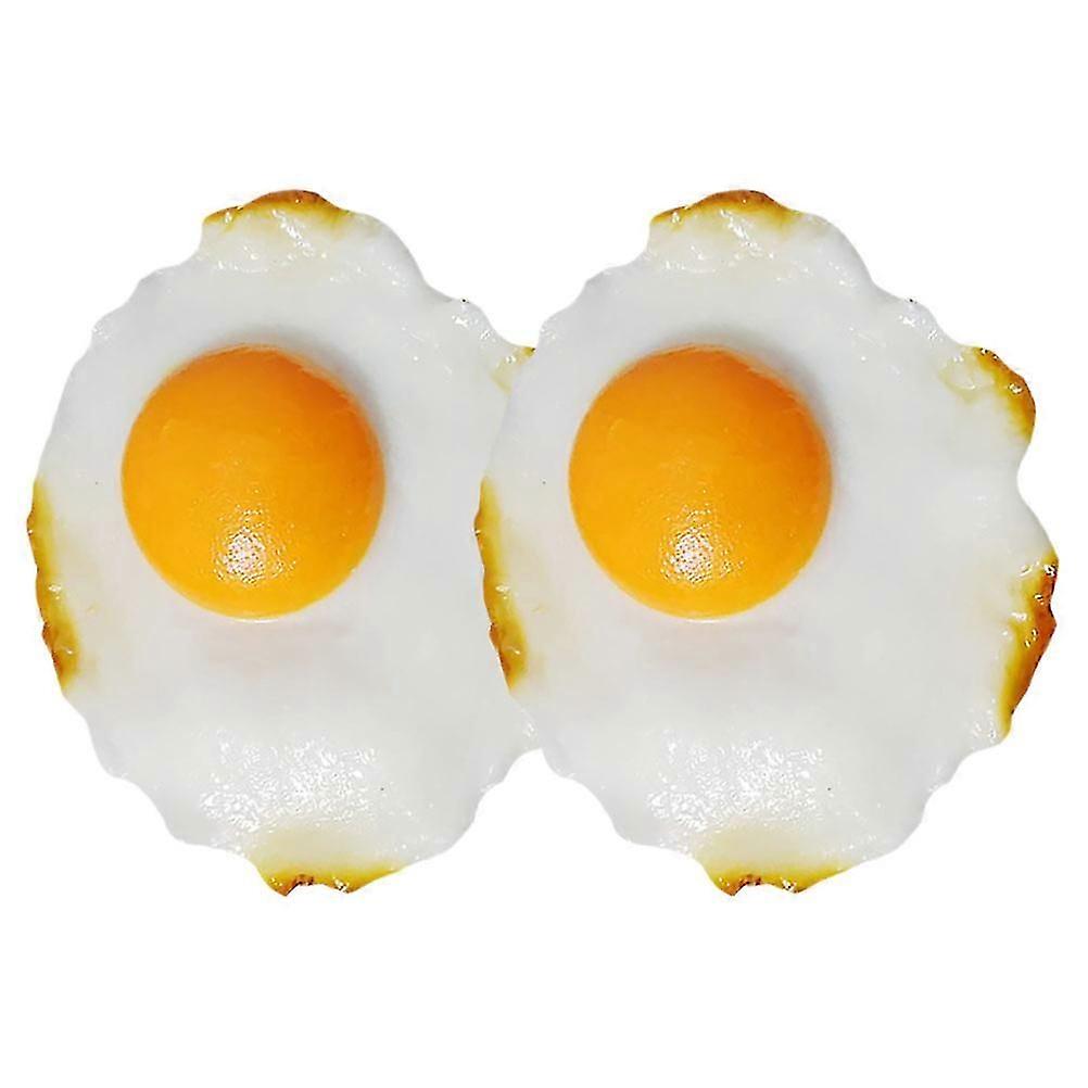 PVC Fried Egg Model for Decorative Use 2Pcs Realistic Egg Props