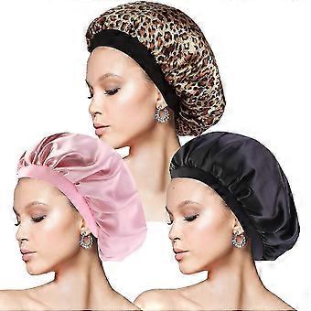 3-piece silk sleep bonnet, adjustable satin hair bonnet