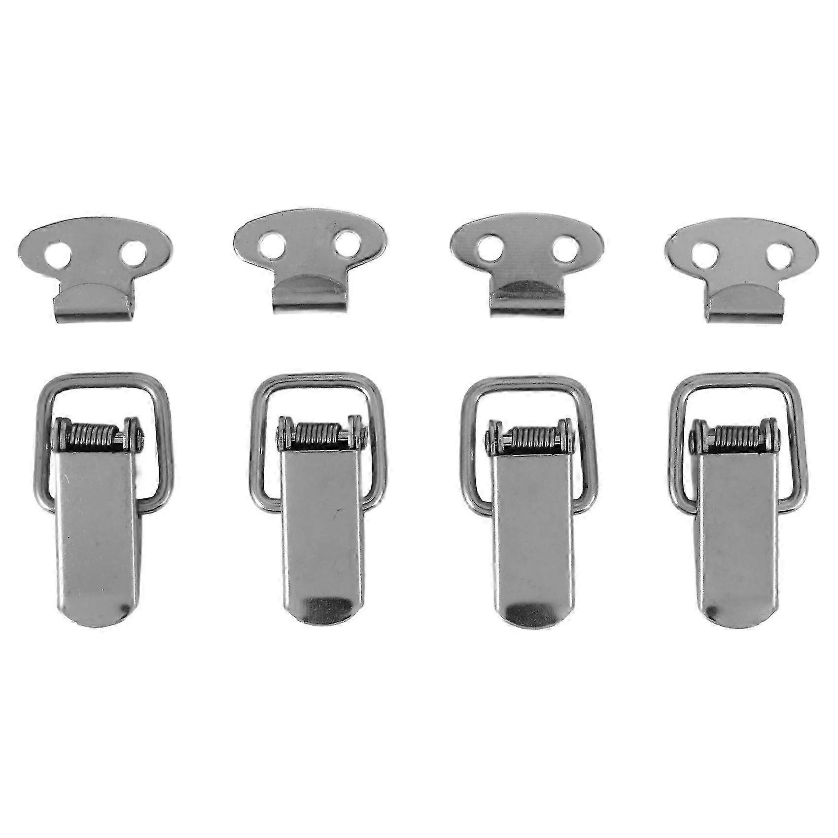 Cabinet Silver Tone Spring Loaded Toggle Switch Latch Hasp 4 pcs