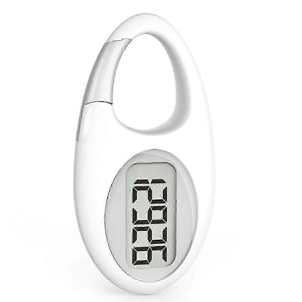Mini Digital Pedometer 3D Walking Step Counter White & Silver