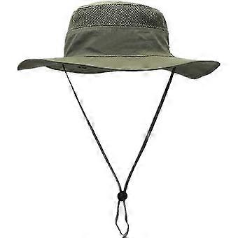 Men Sun Hat Breathable Wide Brim Sun Hat Sun Hat Hiking Camping Travel Fishing (Army Green) -New 5/28