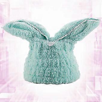 Shower Cap Rabbit Ear Shaped for Shower Use Green Elastic Design