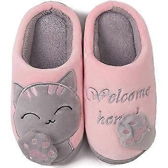 Cartoon katten warme katoenen pluche pantoffels voor binnen (maat: 36-37)