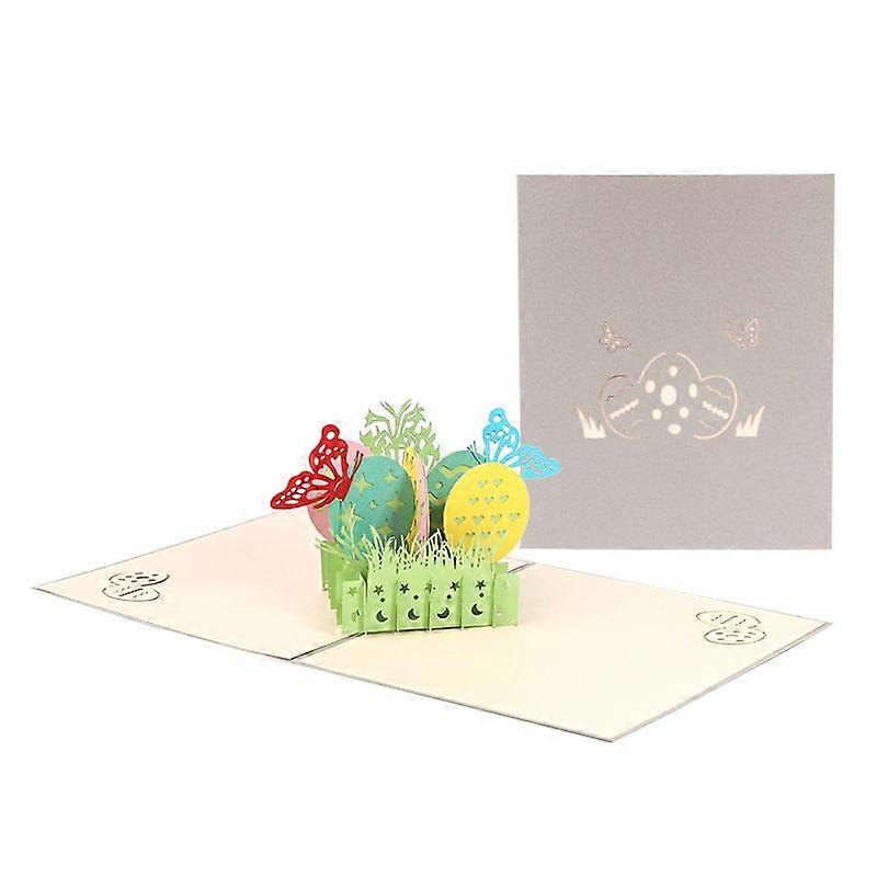 3D Card Lovingly Designed Easter Card with Funny Easter eggs and butterflies With Insert Card