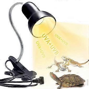 Lampada riscaldante per tartarughe, lampada con luce UVA UVB, faretto riscaldante per rettili, luce per acquario con supporto per tartarughe, serpenti, libellule