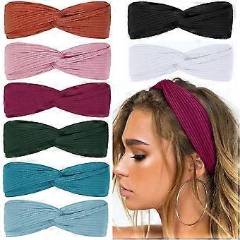 bandeaux pour femmes torsadé noué boho élastique bandes de cheveux pour filles criss croix turban uni foulard yoga entraînement mode cheveux accessoires, solide co