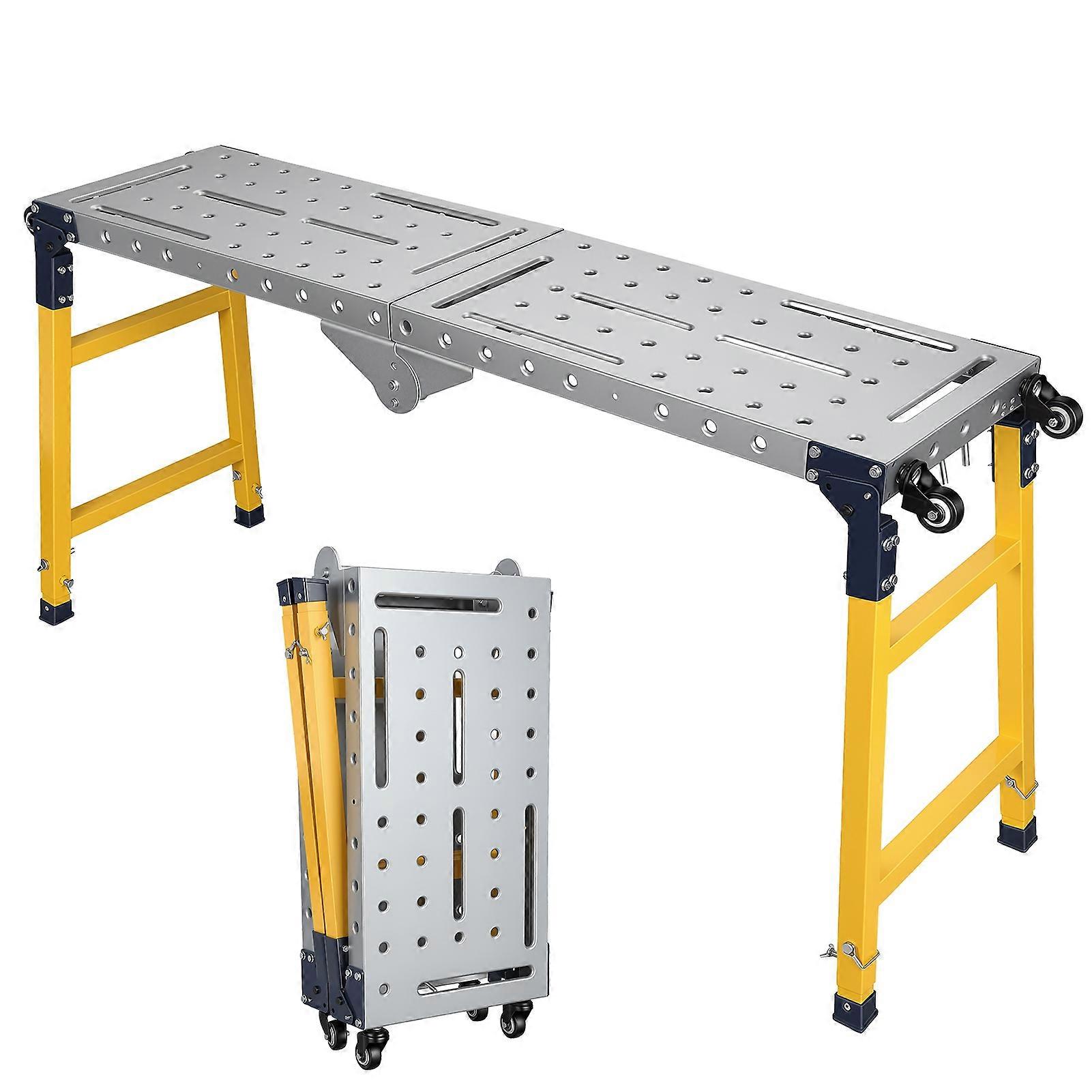 Foldable Welding Table with 4 Height Settings and Wheels