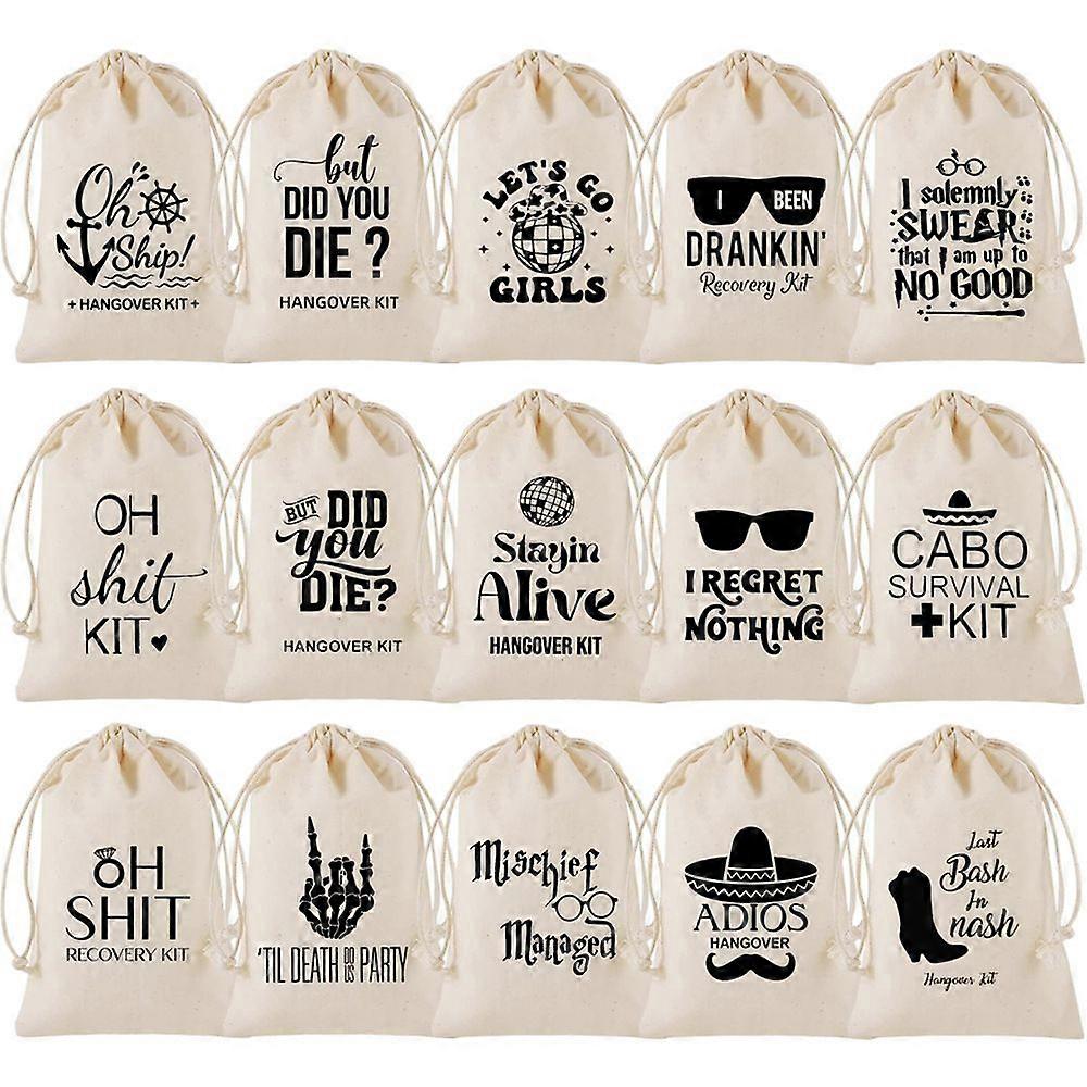 Cotton Drawstring Pouches for Bachelorette Party 15 Pack