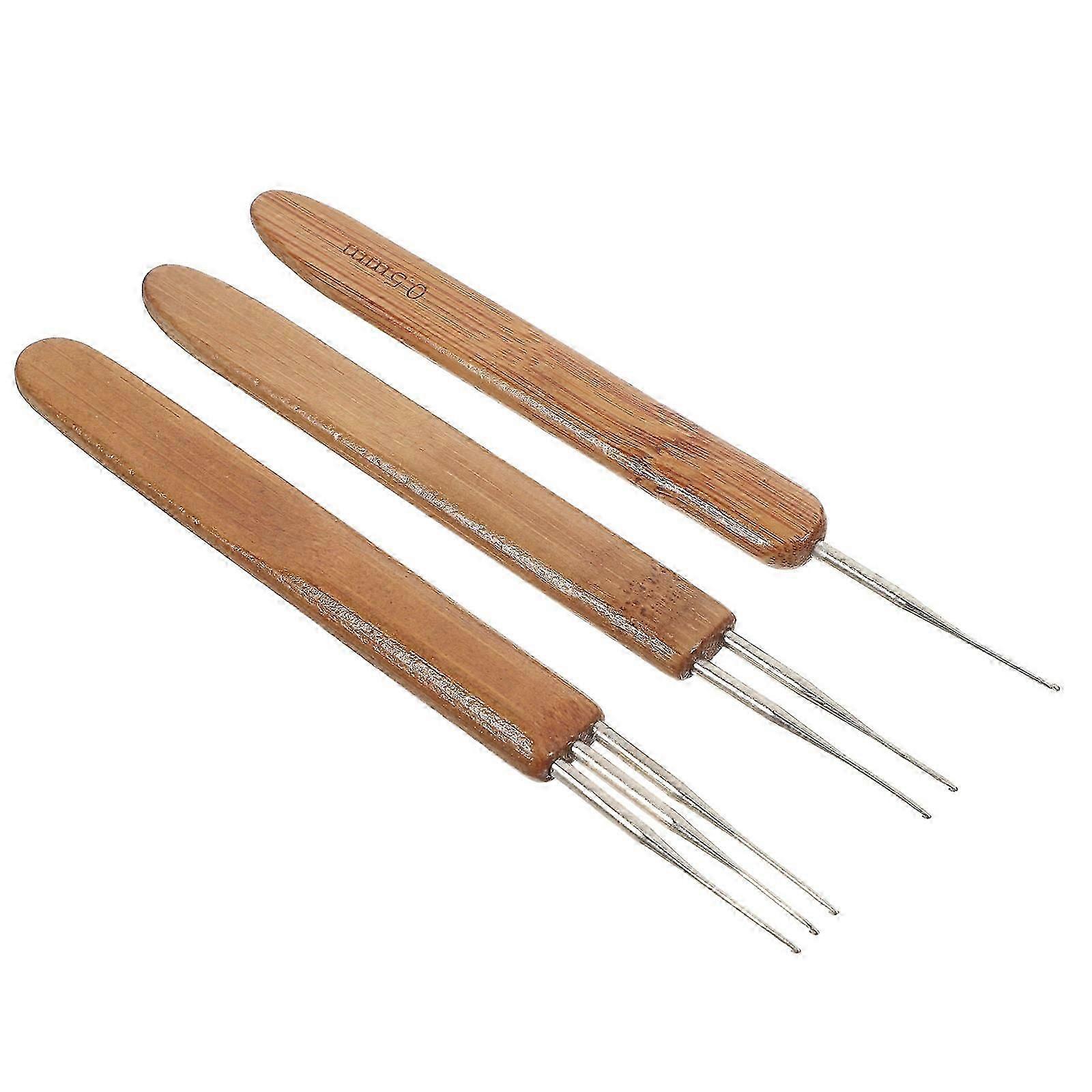 3Pcs Bamboo Dreadlock Crochet Hook Set for Locs Weaving
