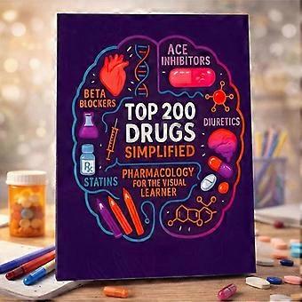 Livro de colorir e guia de estudo de farmacologia simplificada dos 200 medicamentos mais populares