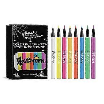 8 Farben Halloween Neon Liquid Eyeliner, feuchtigkeitsspendender glatter täglich anhaltender Augen-Make-up-Eyeliner