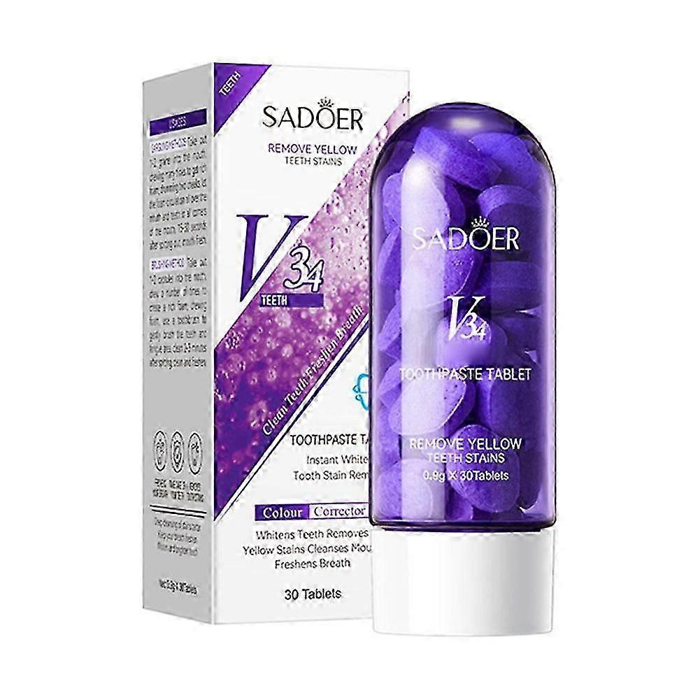 Solid Toothpaste Tablet,Colour Corrector Remove Yellow-30Tablets/Bottlec