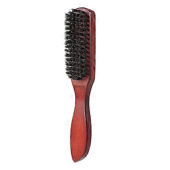 Zwarte haar- en baardborstel, dichte haren, houten handvat, zachte hoofdhuidmassage