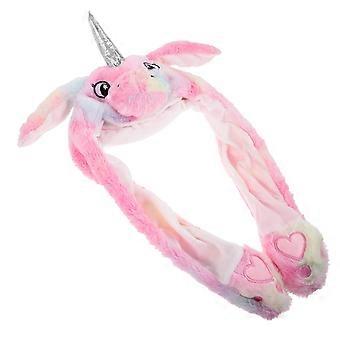 Plüsch-Einhorn-Mütze, süße Einhorn-Mütze für Damen und Mädchen, Ohren mit beweglichen Cartoon-Motiven