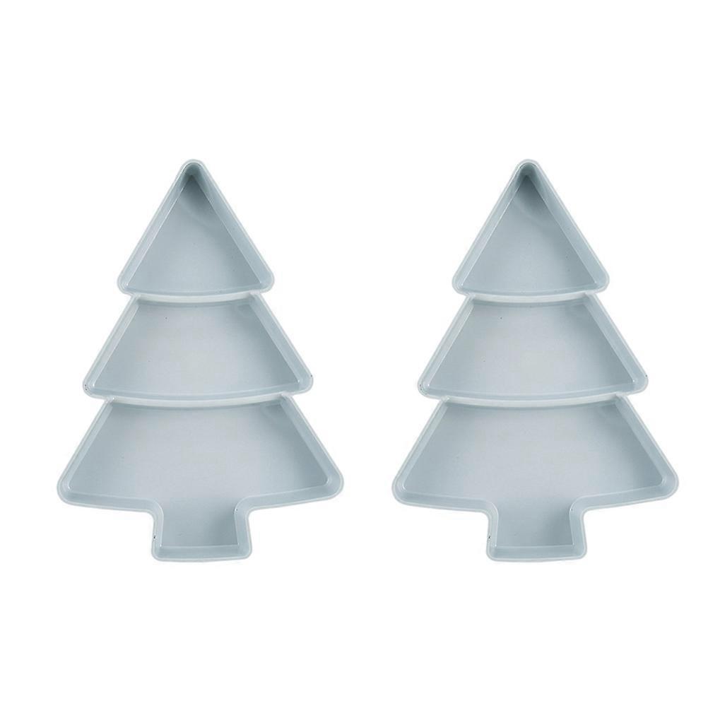 2Pcs Multifunction Christmas Tree Shape Fruit Plates Plastic Candy Snack Trays