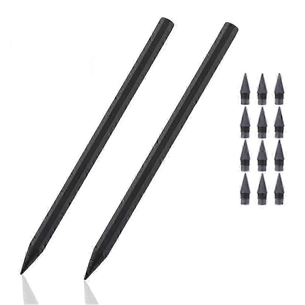 2Pcs compatible withever Pencil, Metal Alloy Writing Instrument, Never Needs Sharpening, Includes 12 Replaceable Nibs