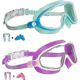 2-Pack Kids Swim Goggles with Anti-Fog, UV Protection, Wide View for Ages 3-14