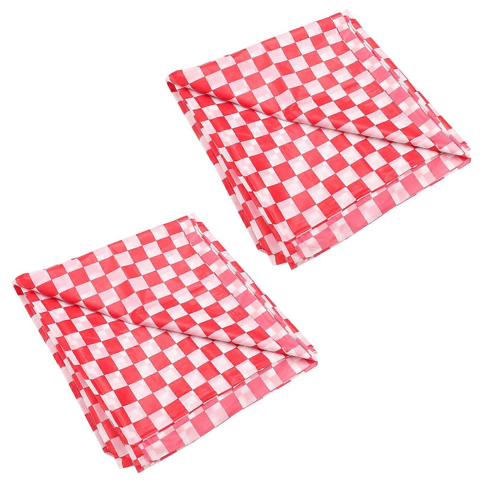 Checkered Tablecloth Plastic Rectangular Table Covers for 2Pcs Dining Tables